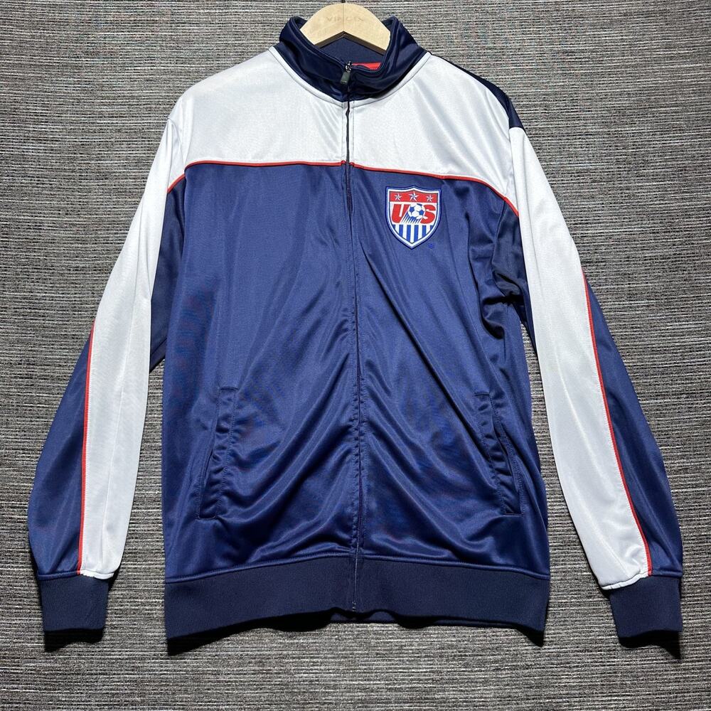 USMNT Track Jacket Men's Large Blue Full Zip USA FIFA World Cup